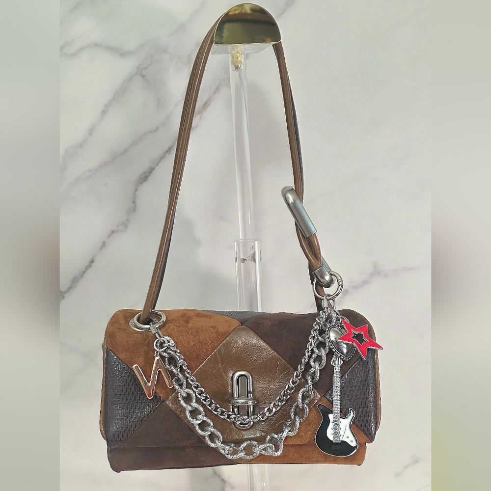 Marc Jacobs : Brown Patchwork Suede Silver Chains… - image 1